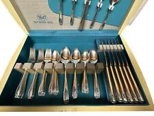 Vintage 1847 Rogers Bros Daffodil Silverware Flatware 65 Pieces In Wood Chest picture