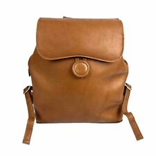 Piel Flap Over Button Backpack British Tan Brown Leather Rucksack Travel Handbag picture