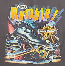 Vtg Black 1988 Harley Davidson Start A Rumble Single Stitch T Shirt - Size Large picture