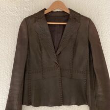 VINTAGE ITALIAN LEATHER BLAZER W INTRICATE STITCHING SIZE SMALL BRAND NEW picture