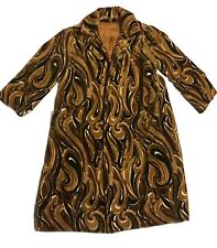 VTG 1960s Textured Tapestry Coat Handmade Big Paisley Swirls 3/4 Sleeve Hipster picture