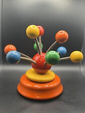 VTG Kouvalias Wooden Toy Music Box Multicolored Balls on Springs Tested - Flaws picture