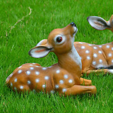 2Pcs Adorable Deer Fawn Lying Garden Adorable Statue Porch Flowerbed Yard YA picture