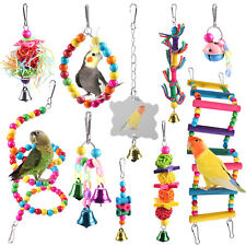 Parrot Swing Bell Hanging Bird Cage Perch Toys Parakeet Cockatiel Budgie Toy Set picture