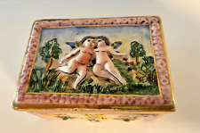 Antique Capodimonte porcelain trinket box  Cherubs hand painted gilded #3167 picture