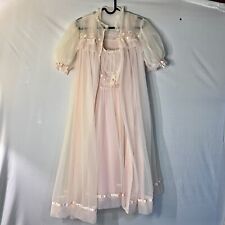 50s Gotham Gold Stripe Fitted Night Dress Robe GLAM Peignoir Set Pale Pink 32 picture