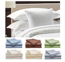 2 PACK Deluxe Hotel 400 Thread Count 100% Cotton Sateen Sheet Set Dobby Stripe picture