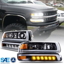DOT LED Headlights w/Bumper Light For 1999-02 Chevy Silverado 2000-06 Suburban picture