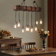 39'' Vintage Wood Pendant Light Linear Hanging LED Lamp Chandelier for Farmhouse picture
