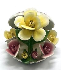 VTG Nuova Capodimonte Italy Handpainted Porcelain Roses In An Open Shell 6