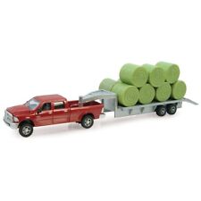 Ertl 1/64th Dodge 2500 red pickup truck with gooseneck trailer & round hay bales picture