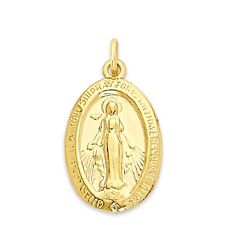 Solid Gold Miraculous Medal Charm in 10k or 14k, Dainty Religious Charm picture