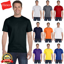Hanes Men's ComfortSoft 100% Cotton Lay Flat Collar Blank T-Shirt 5280 S-4XL picture