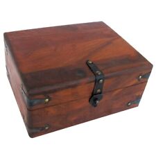 Vintage Antique Wood Writing Travel Desk Set Document Case Inkwell Storage Box picture