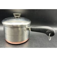 Vintage 1801 Revere Ware 2 qt Copper Bottom Sauce Pan Pot w/ Lid Rome NY USA picture