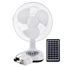 New 2023 Rechargeable Fan With solar panel, USB port,LED light and 2 Free bulbs picture