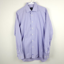David Donahue Dress Shirt Mens 16.5 34 / 35 Purple Checkered Trim Fit Button Up picture