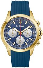 Bulova Men's Quartz Chronograph Calendar Blue Watch 45MM 97B208 picture