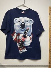 Vintage 1995 Single Stitch T Shirt Coca- Cola Polar Bear In Scarf picture