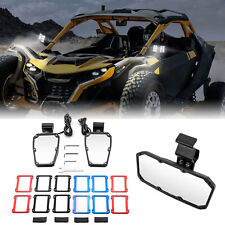 WEISEN Side Mirror w/LED Lights+Center Mirror For Can Am Defender HD5/HD8/HD10 picture