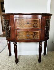 Vintage Artisan Crafted 30'' Tall 2 Drawer Half Circle Accent Cabinet picture