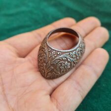 Vintage Mughal Islamic Indo-Persian floral hand engraved iron archery ring picture