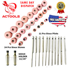Sioux Valve Seat Grinding Wheels 24 Pcs with 11 Pcs Pilots + 2x Stone Holder picture
