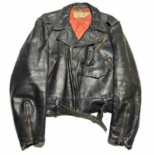 Montgomery Ward WINDWARD 1950's Vintage Steerhide Leather Moto Jacket Size 42 picture