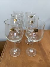 6-vintage ￼Bohemia crystal Water goblets most with stickers￼ fluted stems ￼ picture