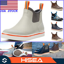 HISEA Men's Deck Boots Chelsea Waterproof Rubber Rain & Snow Working Ankle Boots picture