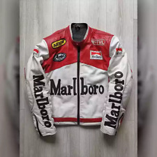 Mens Vintage Racing Marlboro Leather Jacket Rare Motorcycle Biker Leather Jacket picture