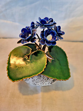 Bovano of Cheshire blue violets enamel on copper flowers vintage picture