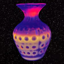 Blenko Large Art Glass Vase Tangerine Amberina Orange UV Glow Optic Glass Vase picture