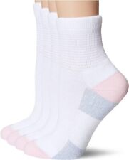 MediPEDS Women's Diabetic Quarter Socks white/pink shoe size 6-10 4 pair picture