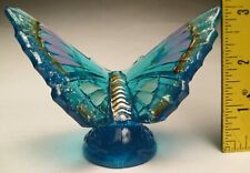 Fenton QVC 2009 Exotic Butterfly with Wings Open Hand Painted Blue Lagoon #C5296 picture