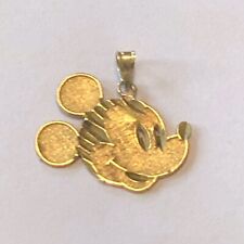 Vintage 10K 417 Gold Etched Mickey Mouse Head Pendant Charm 14K Gold Bail 1.6g picture