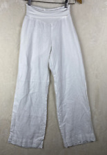 A'GACI Pants Womens Small Linen Blend Wide Leg Fold Over Mid Rise Vintage USA picture