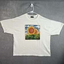 Vintage 90s New York News Sun Flower Nature T Shirt Adult Large White Mens picture