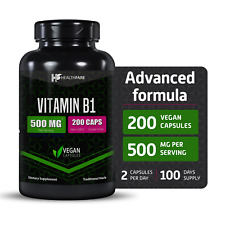 Healthfare Vitamin B1 500mg 200 Vegan Capsule Thiamine Supplement Overall Health picture