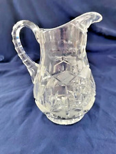 Vintage ABP American Brilliant Period Crystal Diamond Cut Pitcher Small 6.5 Inch picture