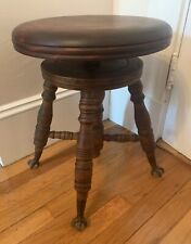 Antique Parker  Co. Wood Piano Stool Claw/Ball Feet Adjustable. Very Nice Piece. picture