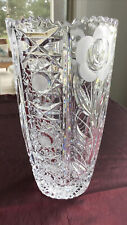 American Brilliant Vintage Vase With Frosted Flowers~ 10” picture