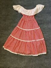 Candi Jones Dress Womens Small Gingham Red White Sundress Prairie California picture