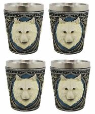 Spirit Full Moon Alpha White Snow Wolf 2-Ounce Shot Glass Set Of 4 picture