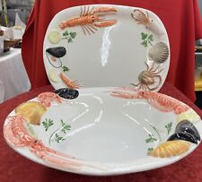 3D Seafood Tray/Platter & Bowl Hand Painted Bassano Pottery 1162 Made in Italy picture