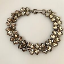 Vintage Beau 925 Sterling Silver Flower Chain Link Bracelet 7 3/8