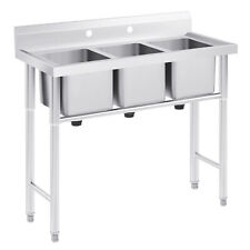 WILPREP Commercial Utility & Prep Sink Stainless Steel 3 Compartment Backsplash picture