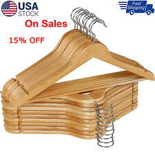 5-20 Pack Wooden Hangers Suit Hangers Premium Natural Finish Cloth Coat Hangers  picture