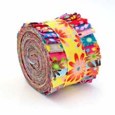 2.5 inch Crazy Daisy  Jelly Roll 100% cotton fabric quilting 17 strips - picture