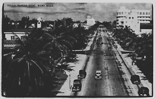 Miami Beach Florida Scene Street View Old Cars Conoco c1930's Printed Postcard picture